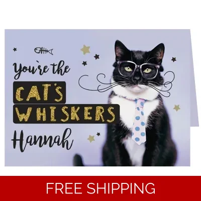Personalised Rachael Hale You're the Cats Whiskers Card